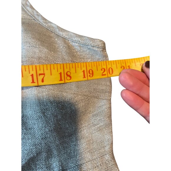 EILEEN FISHER Silver Twinkle Heavy Linen Shimmer Cami Dress M - Picture 9 of 11